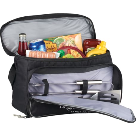Grill and Chill Cooler Bag and 3pc BBQ Tools Set