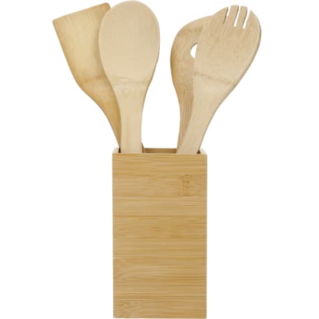 Bamboo 4-piece Kitchen Tool Set and Canister