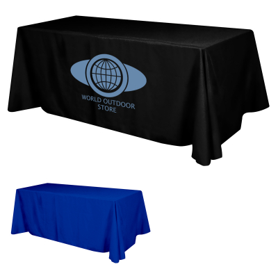 Flat Polyester 4-Sided Table Cover - fits 8 standard table