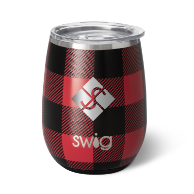 14 Oz. Swig Life™ Buffalo Plaid Stainless Steel Stemless Wine Tumbler