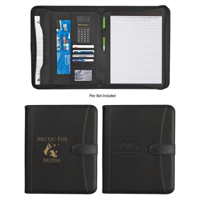 Pebble Grain Zippered Portfolio With Calculator