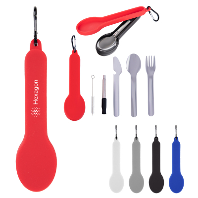 Travel Utensil Set With Silicone Holder