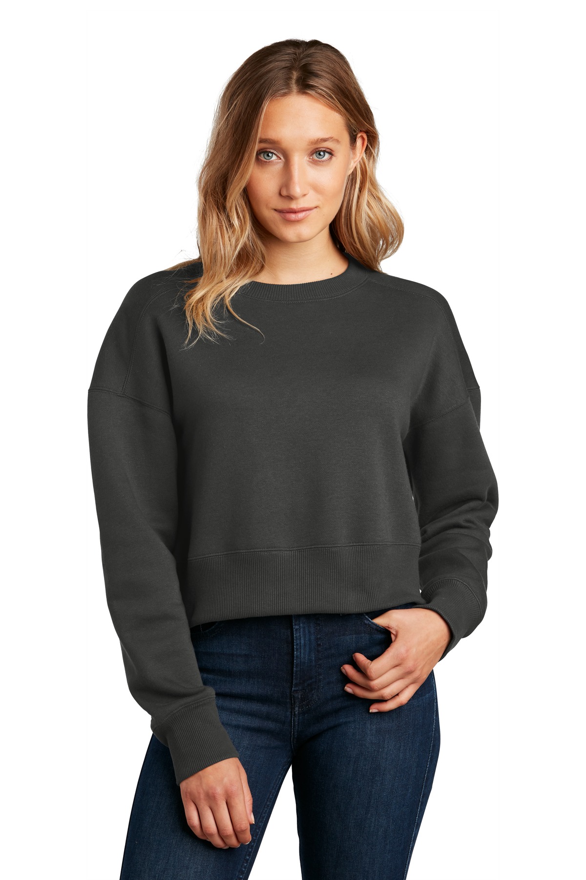 District  Womens Perfect Weight  Fleece Cropped Crew DT1105