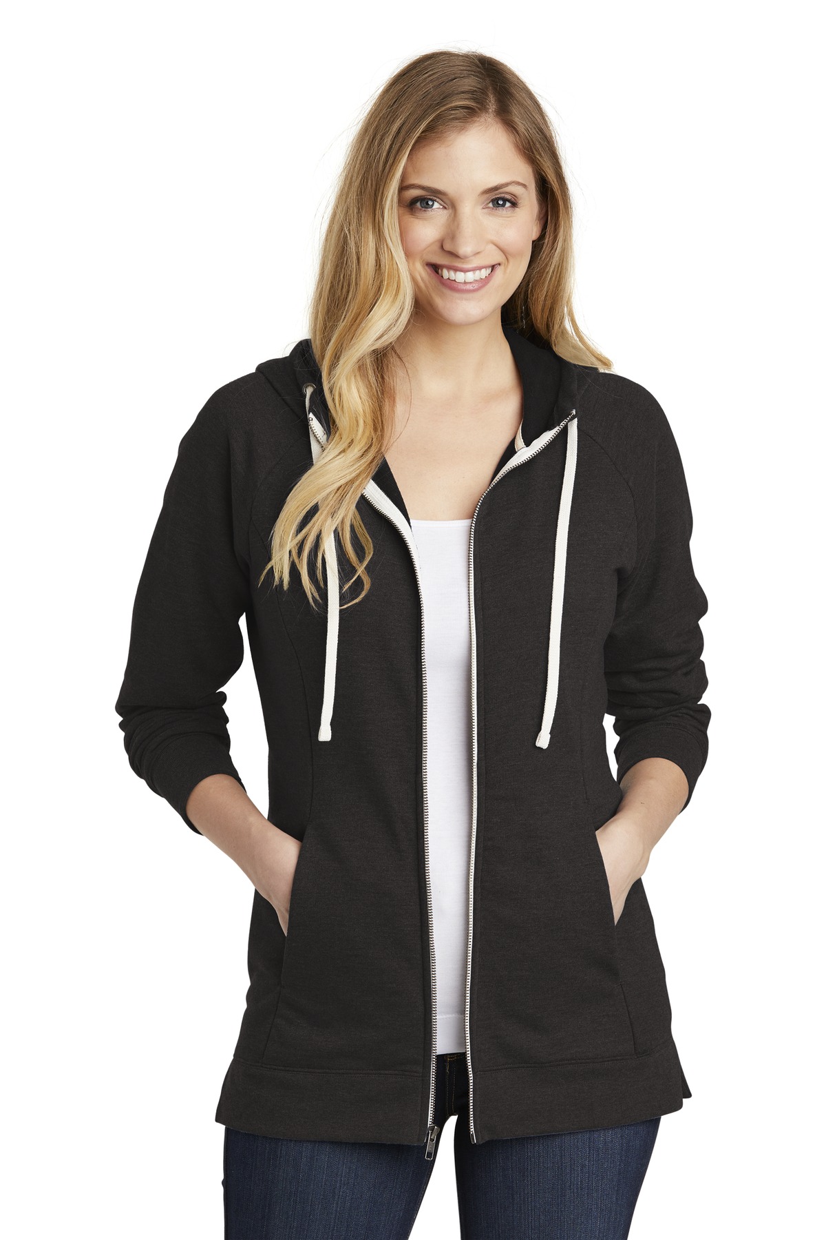 District  Womens Perfect Tri  French Terry Full-Zip Hoodie. DT456