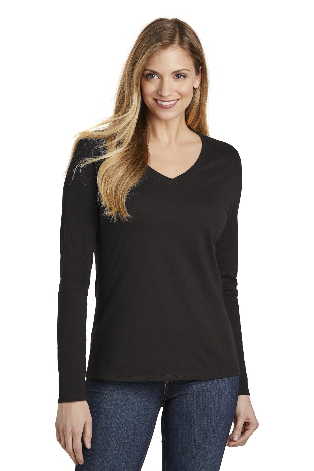 District  Womens Very Important Tee  Long Sleeve V-Neck. DT6201