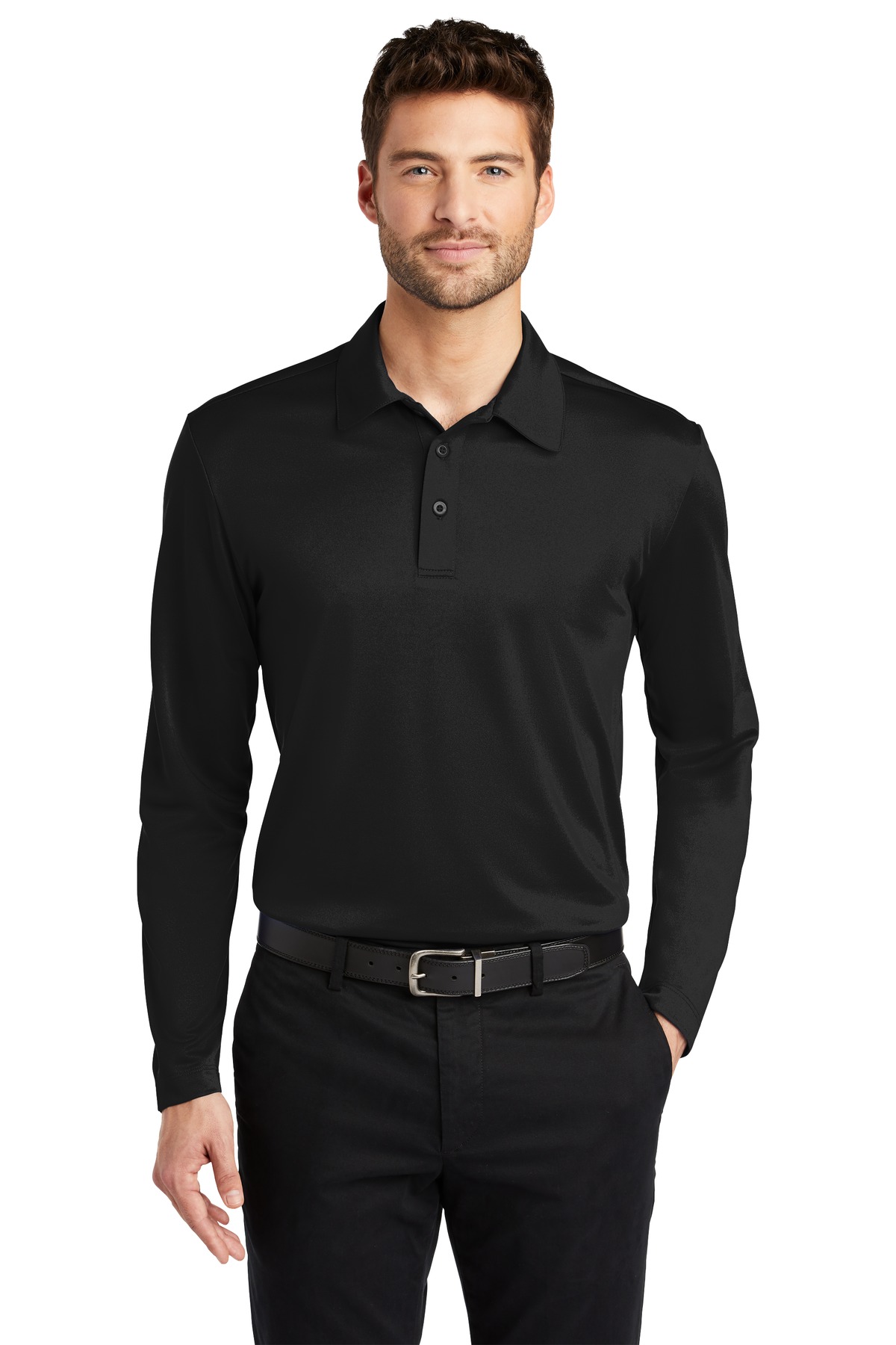 Port Authority Silk Touch Performance Long Sleeve Polo. K540LS