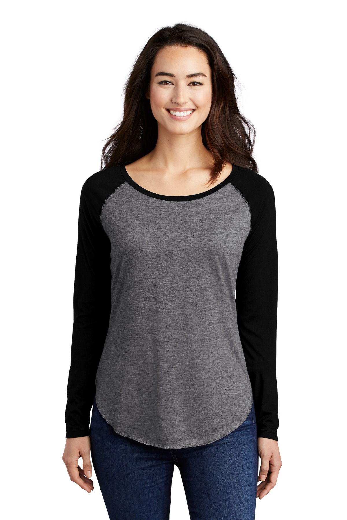 Sport-Tek  Ladies PosiCharge  Long Sleeve Tri-Blend Wicking Scoop Neck Raglan Tee LST400LS